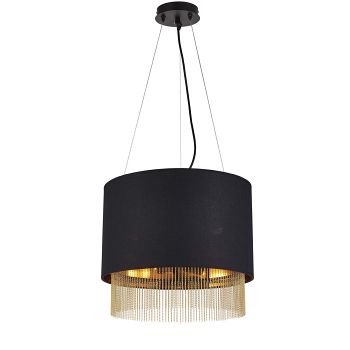 Fringe Black And Gold Coloured Triple Pendant Light 8723-3BK