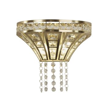 Gemma Satin Brass Two Light Crystal Wall Fitting 68510-2SB