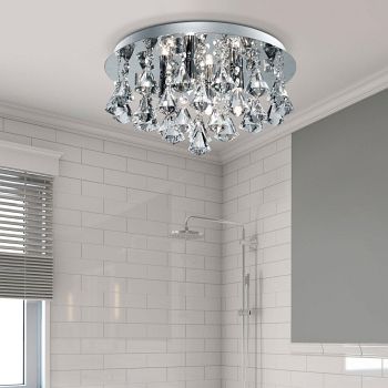 Hanna IP44 Polished Chrome Crystal Bathroom Ceiling Light 2204-4CC