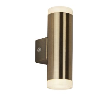 Metro IP44 Rated Antique Brass Outdoor LED Double Wall Light 2100AB