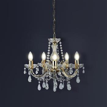 Marie Therese Brass And Clear Crystal 5 Arm Chandelier 699-5