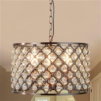 Marquise Three Light Antique Copper Drum Ceiling Pendant 7813-3CU