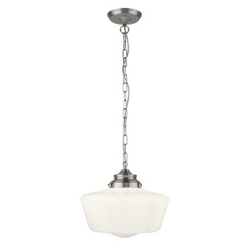 School House Satin Silver Single Pendant Light 8071-1SS