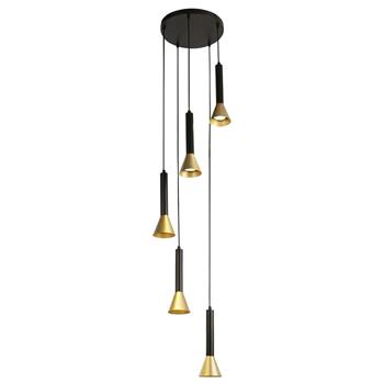 Signal Black And Gold Metal 5 Light Drop Pendant 13611-5BGO