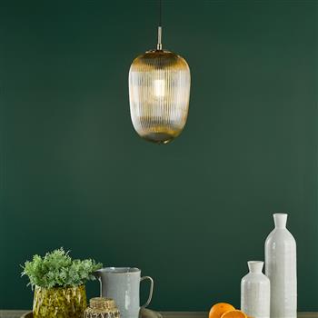 Abrielle Single Ribbed Glass Ceiling Pendant