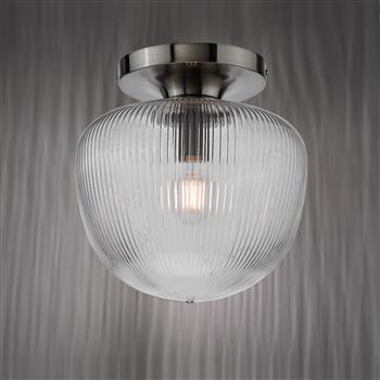 Abrielle Ribbed Glass Semi Flush Ceiling Fitting