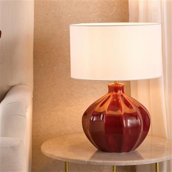 Amrita Ceramic Base And White Linen Shade Table Lamp