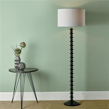 Azana Satin Black Floor Lamp With White Shade AZA4922 + PYR182