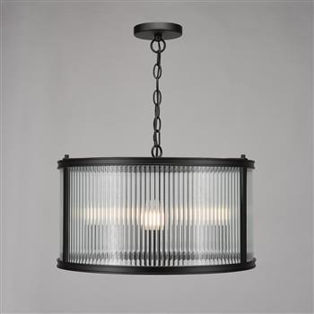 Bianka 3 Light Clear Ribbed Glass Pendant Fitting