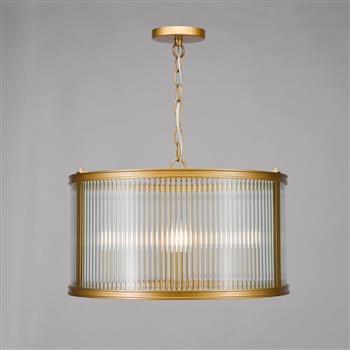 Bianka 3 Light Clear Ribbed Glass Pendant Fitting