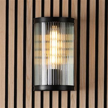 Bianka Clear Ribbed Glass Curved Wall Light