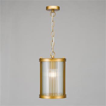 Bianka Small Clear Ribbed Glass Single Pendant