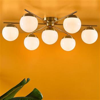 Bombazine 7 Light Brass Semi Flush Ceiling Fitting BOM5035