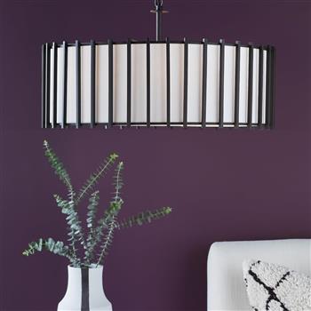 Caligari 8 Light Matt Black And Ivory Shade Ceiling Fitting CAG0822