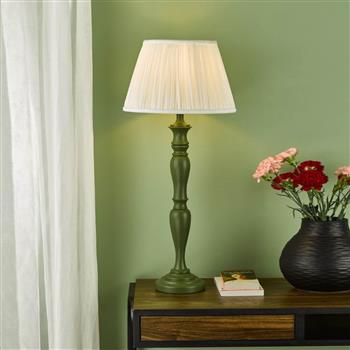 Caycee Wooden Spindle Table Lamp & Pleated Shade 