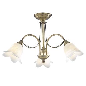 Doublet Antique Brass 3 Arm Semi Flush Fitting DOU0375