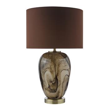 Egas Brown Marbel And Brown Shade Table Lamp EGA4229