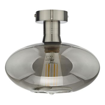 Emerson Antique Finished And Smoked Glass Semi Flush Fitting