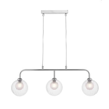 Feya 3 Light Clear Ribbed And Opal Glass Bar Pendant