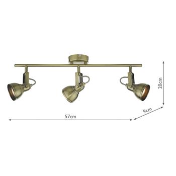 Fothergill 3 Light Antique Brass Bar Spotlight FOT7375