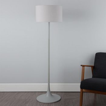 Funchal Matt Grey Floor Lamp With Shade FUN4939