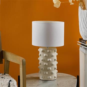 Georgina Glossy Cream Glazed Table Lamp & White Shade GEO422