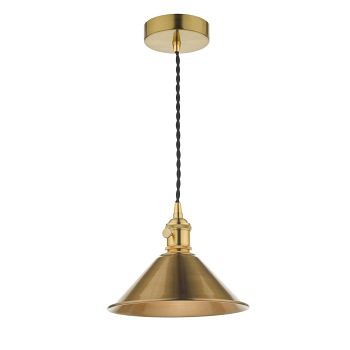 Hadano Antique Brass Finished And Metal Shade Single Pendant