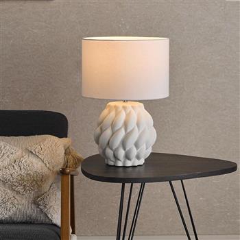 Idonia Woven Ceramic Table Lamp With White Shade IDO422