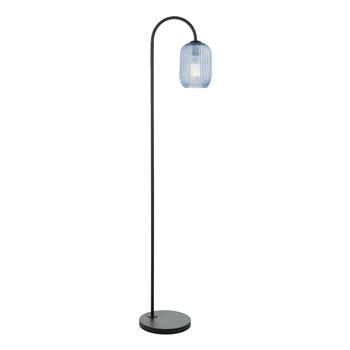 Idra Matt Black And Ribbed Oversized Glass Floor Lamp