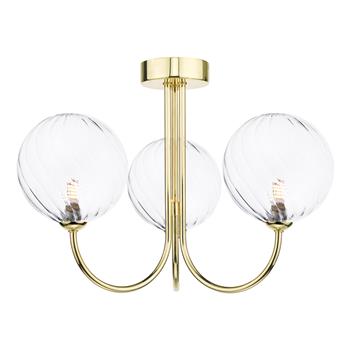 Jared Polished Gold And Ribbed Glass 3 Light Semi Flush JAR0335-22