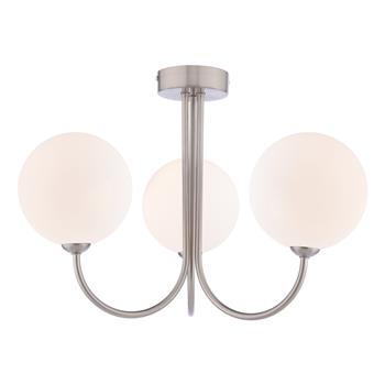 Jared Three Light Satin Nickel And Opal Glass Semi Flush Fitting Jar0338-23