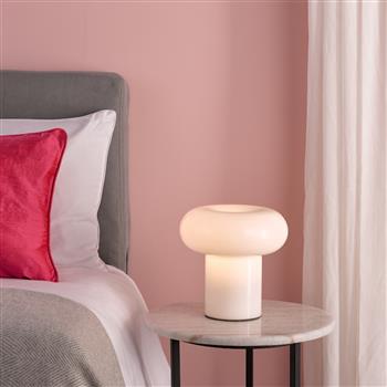 Kaja White Opal Glass Mushroom Table Lamp KAJ422