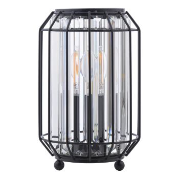 Naeva Satin Black Caged Crystal Table Lamp NAE4222