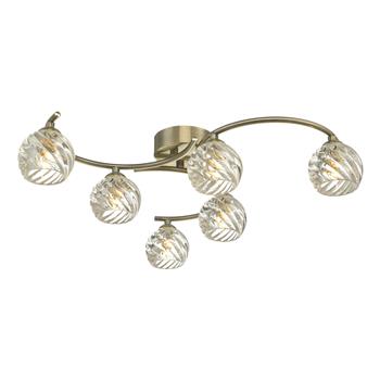 Nakita 6 Arm Twisted Glass Semi Flush Fitting