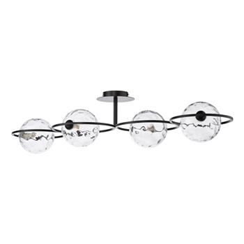 Olympus 4 Light Matt Black And Globe Glass Semi Flush Fitting