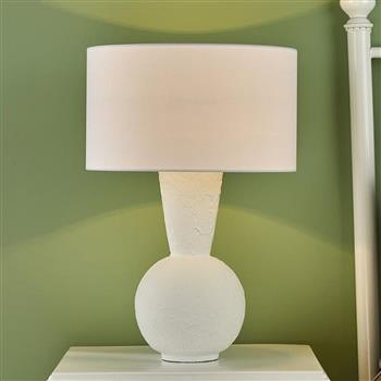 Perla White Brushed Textured Table Lamp & White Linen Shade PER4202+PYR142