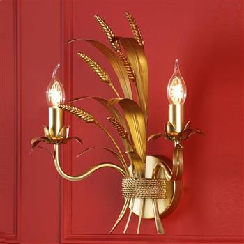 Phaedra Double Wheatsheaf Gold Painted Wall Light PHA0935