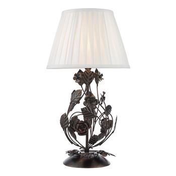 Priscilla Matt Black And Ivory Faux Silk Shade Table Lamp PRI4254+ULY1415