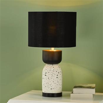 Roja White Terrazzo And Black Table Lamp With Black Shade ROJ4255