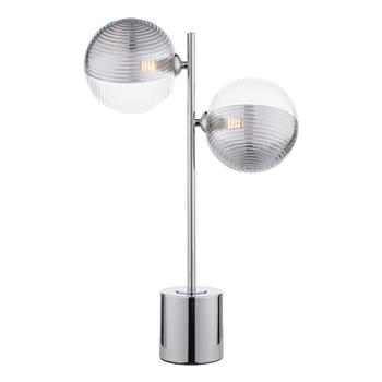 Spiral 2 Light Polished Chrome With Clear And Smoked Ribbed Glass Table Lamp SPI4250-19