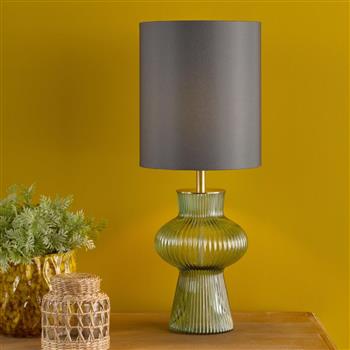 Suelita Ribbed Glass And Cylinder Shade Table Lamp