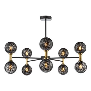 Takara 10 Light Matt Black With Globe Glass Shade Semi Flush 