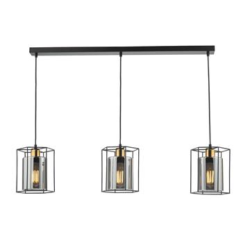 Tatum 3 Light Matt Black And Smoked Glass Bar Pendant Fitting TAT0322