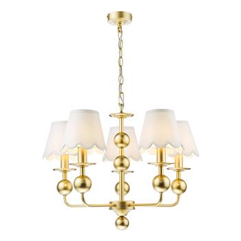 Tilda 5 Light Satin gold And Ivory Shade Multi-Arm Fitting TIL0535+NER262