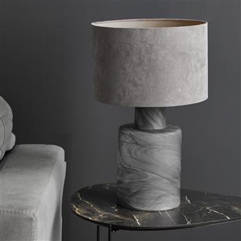 Wanda Grey Marbled Glass Table And Grey Velvet Shade WAN4210