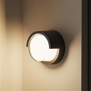 Creu IP65 Round Black Outdoor LED Wall Light PX-0637-NEG