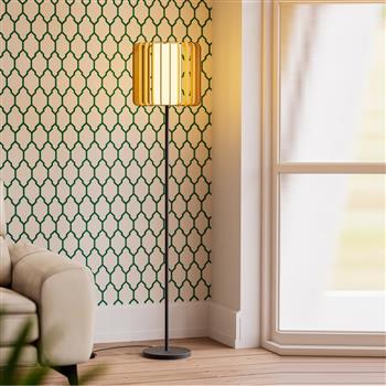 Viva Floor Lamp Black And Light Wood DE-0201-NAT