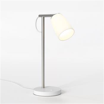 Carlton Matt White Porcelain And Stainless Steel Desk Lamp 1467003