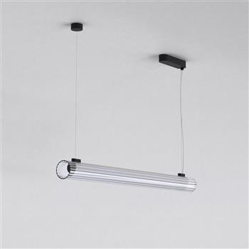 Io LED And Clear Ribbed Glass Linear Pendant Fitting