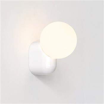 Lyra IP44 Gloss White And Opal Glass Single Bathroom Wall Light 1472001 